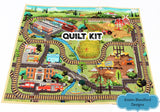 Let’s Go Play Mat Quilt Kit – Train & Road Panel Blanket Sewing Kit for Kids, Toddler Playroom, Nursery Decor or Baby Shower Gift