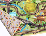 construction vehicles and train track kids quilt