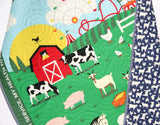 Kristin Blandford Designs Baby Quilt Kit At the Fair Quilt Kit, Panel Quick Easy Fun, Beginner Project, Quilting Fabrics, Baby Nursery Farm Bedding Cow Horse Pig Barn Animals Sheep