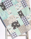 Kristin Blandford Designs Baby Quilt Kit Quilt Kit for Sale, Plaid Baby Blanket Sewing Project to Make, Modern Crib Bedding Shannon Minky Cuddle, Beginner Pattern, Boy Deer Nursery