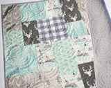 Kristin Blandford Designs Baby Quilt Kit Quilt Kit for Sale, Plaid Baby Blanket Sewing Project to Make, Modern Crib Bedding Shannon Minky Cuddle, Beginner Pattern, Boy Deer Nursery