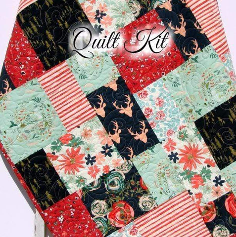 Quilt Kit, Woodland Fusion Art Gallery Fabrics Baby Quilt Kit, Throw Quilt Kit, Twin Quilt Kit Deer