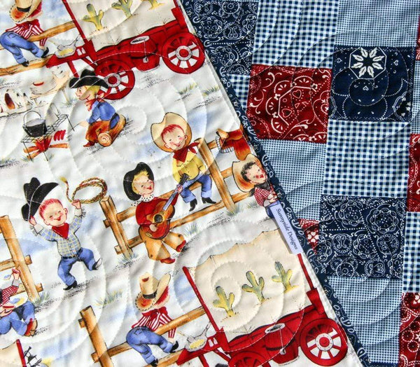 Western Baby Quilt Kit, Lil Cowpoke, Cowboy Wagon Camp Fire, Bandana P western-baby-quilt-kit-lil-cowpoke-cowboy-wagon-camp-fire-bandana-p