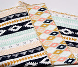 Aztec Crib Bedding, Arizona Baby Blanket, Southwest, Crib Quilt, Handmade, Baby Gift, Nursery Decor, Toddler, Navy Blue, Mint, Coral, Girl