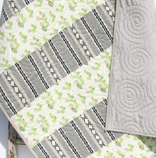 succulent crib bedding Baby Shower Gift, Cactus Nursery Decor, Handmade Quilt, Minky Baby Blanket, Succulent Crib Bedding, Boy or Girl, Aztec Tribal Soft Striped Toddler 39"