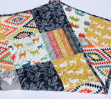 Deer Quilt, Bright Colorful Baby Blanket, Toddler Bed Quilt, Nursery Bedding