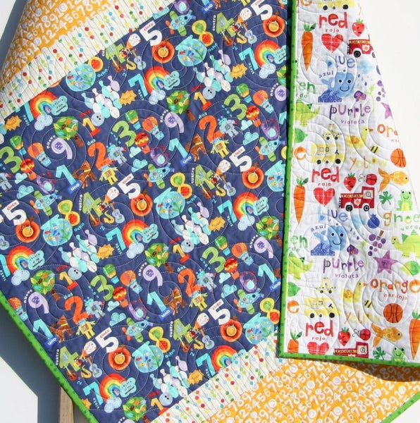 English Spanish Quilt Numbers Baby Bedding Color Crib Blanket