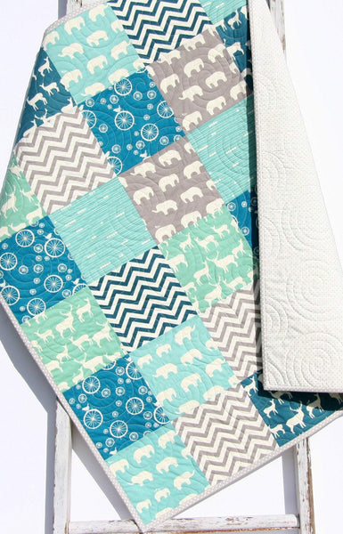 Organic Baby Boy Quilt Buck Bedding Deer Crib Blanket Woodlands Nur