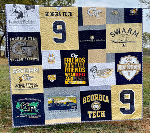 Kristin Blandford Designs Graduation T-Shirt Quilt, DEPOSIT for Handmade Blanket Sports Jersey College School Memory Gift Custom Keepsake Throw High School University