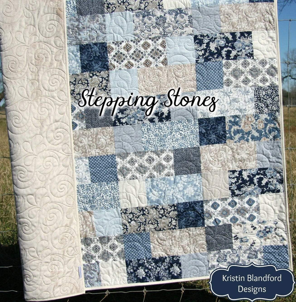 Kristin Blandford Designs Stepping Stones quilt – modern, clean quilt design made from layer cakes, perfect for baby quilts or quick throws.