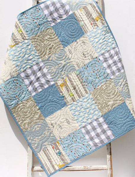 Blue patchwork throw sales