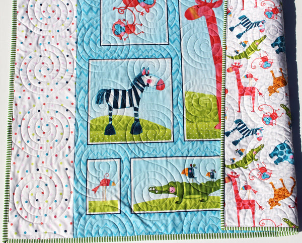 Silly Safari Quilt Animal Nursery Decor Jungle Baby Bedding Colorful