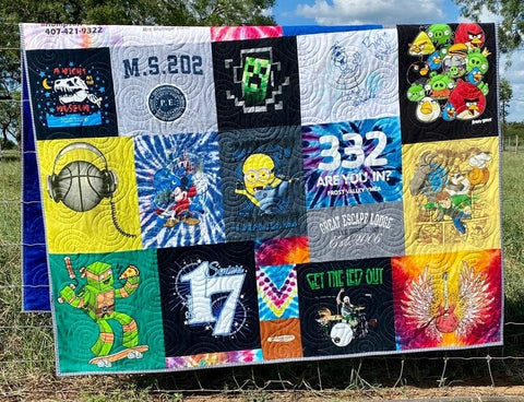 Kristin Blandford Designs T-Shirt Quilt DEPOSIT Custom Memory Blanket Graduation Gift Tee Handmade Keepsake Personalized Modern Design Sport Clothing College Birthday
