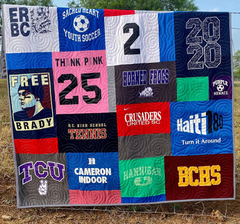 Kristin Blandford Designs T Shirt Quilt DEPOSIT Memory Blanket High School Graduation Gift for Senior Graduate Birthday Gift Teenager College University Mosaic Modern