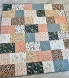 Kristin Blandford Designs Throw Quilt Kit Layer Cake Pattern Blanket Quilt to Make Yourself Minky Backing Floral Home Decor Sewing Project Shine On Art Gallery Fabric