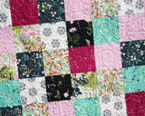 Patchwork Quilt, Modern Throw Blanket, Minky Sofa Home Decor, Navy Floral Flowers, Gifts for Her, Graduation Teen, Quilts for Sale, Handmade