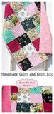 Patchwork Quilt, Modern Throw Blanket, Minky Sofa Home Decor, Navy Floral Flowers, Gifts for Her, Graduation Teen, Quilts for Sale, Handmade