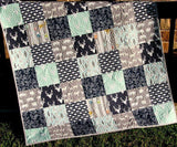 Quilt, Minky Adult Blanket, Gifts, Home Decor, Rustic, Throw Blanket, Mint, Navy Blue, Unique, Gift for Him, Deer Minky Quilt, Woodland Boy