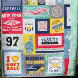 Kristin Blandford Designs Throw Quilts Softball Quilt, Patchwork Blanket, Adult Minky, Varsity Sports Fan, Handmade Quilt, Home Decor Homemade Personalize Name, Graduation Gifts