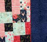 Throw Quilt, Minky Backing Modern Homemade Lap Quilt Couch Blanket Boho Home Decor