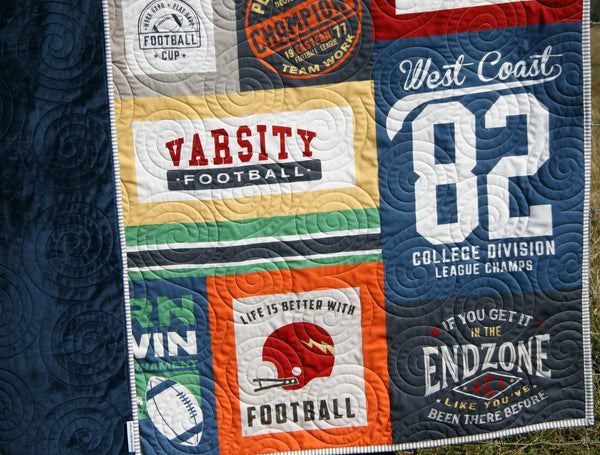 Football Quilt Kit Varsity Sports Throw Blanket Sewing Project Large