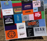 Kristin Blandford Designs TShirt Quilt Custom Memory Blanket made from Tee Shirts Graduation Birthday College University Gift Memorial Sports Jersey Keepsake Quality