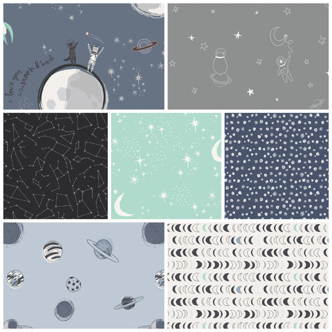 Stargazer Fat Quarter Half Yard and Yards Art Gallery Fabrics Space Planets Science Moons Astronomy Spaceships Child Childrens Baby Boy