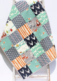 Woodland Baby Quilt Kit – Forest Animal Patchwork Throw & Baby Size Beginner Sewing Kit