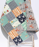 Woodland Baby Quilt Kit – Forest Animal Patchwork Throw & Baby Size Beginner Sewing Kit