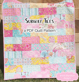 Digital quilt pattern download for a modern geometric quilt using fat quarter fabric bundles featuring a clean patchwork layout suitable for beginner quilting, nursery quilts, baby gifts, and cozy throw quilts