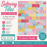 Modern baby quilt pattern PDF designed for fat quarter fabric bundles with a geometric subway tile inspired layout perfect for beginner quilting, stash busting projects, weekend sewing, and handmade nursery décor
