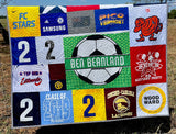 Handmade memory quilt featuring sports and event tees