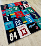 Unique graduation quilt gift crafted from cherished jerseys