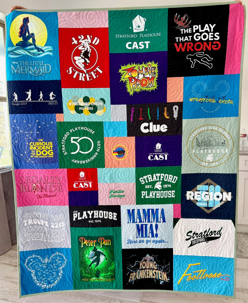 Custom quilt made from customer-supplied shirts and T-shirts