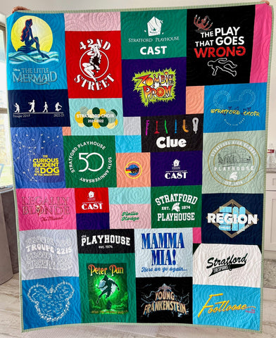Custom quilt made from customer-supplied shirts and T-shirts