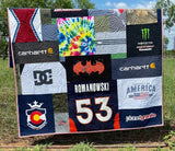 Keepsake quilt crafted from shirts worn by a loved one