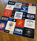 Custom memory blanket with shirts from a fireman or fire department