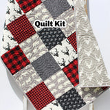 buffalo plaid baby quilt kit with coordinated fabrics by Kristin Blandford Designs available in baby toddler throw and twin sizes