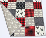 beginner quilt kit with buffalo plaid fabrics and coordinated prints designed by Kristin Blandford Designs for easy sewing