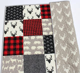 buffalo plaid quilt kit with red and black plaid fabrics for baby quilt available in multiple sizes