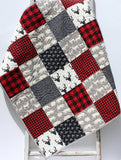 easy baby quilt kit with buffalo plaid fabrics and coordinated prints for nursery quilt