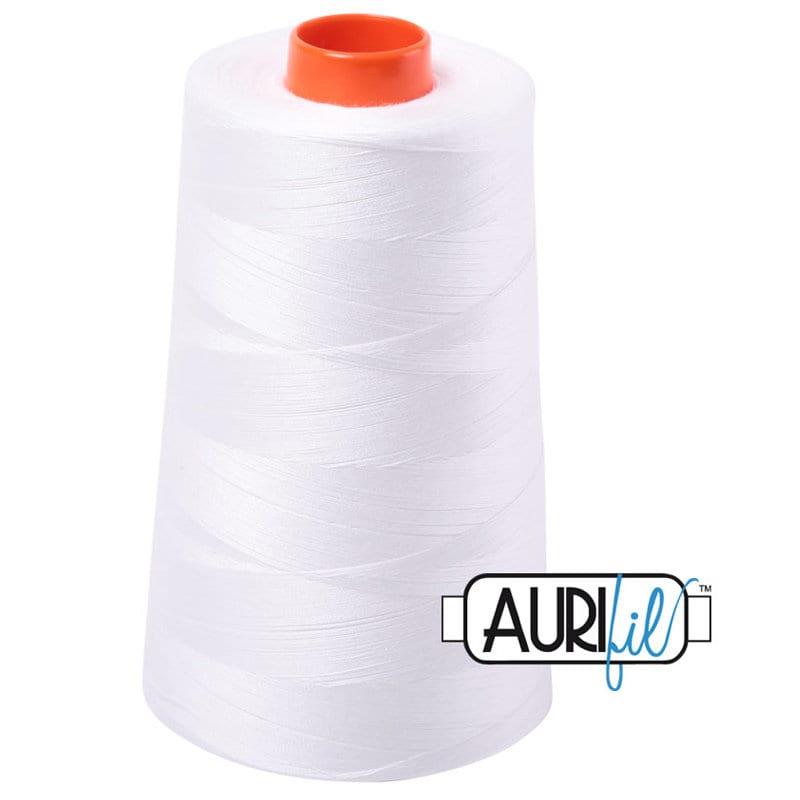 Aurifil 2021 Natural White MAKO 50wt cotton quilting thread 5900m cone for piecing, quilting, binding, sewing, machine quilting, longarm quilting, quilt kits, baby quilts, throw quilts, light fabrics, neutral fabrics, and patchwork projects from Kristin Blandford Designs.