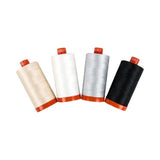 AURIFIL Necessities Thread Collection 4 Spools White Grey Gary Black Beige 50 weight Neutrals Collection 1422 yard spools sewing quilting