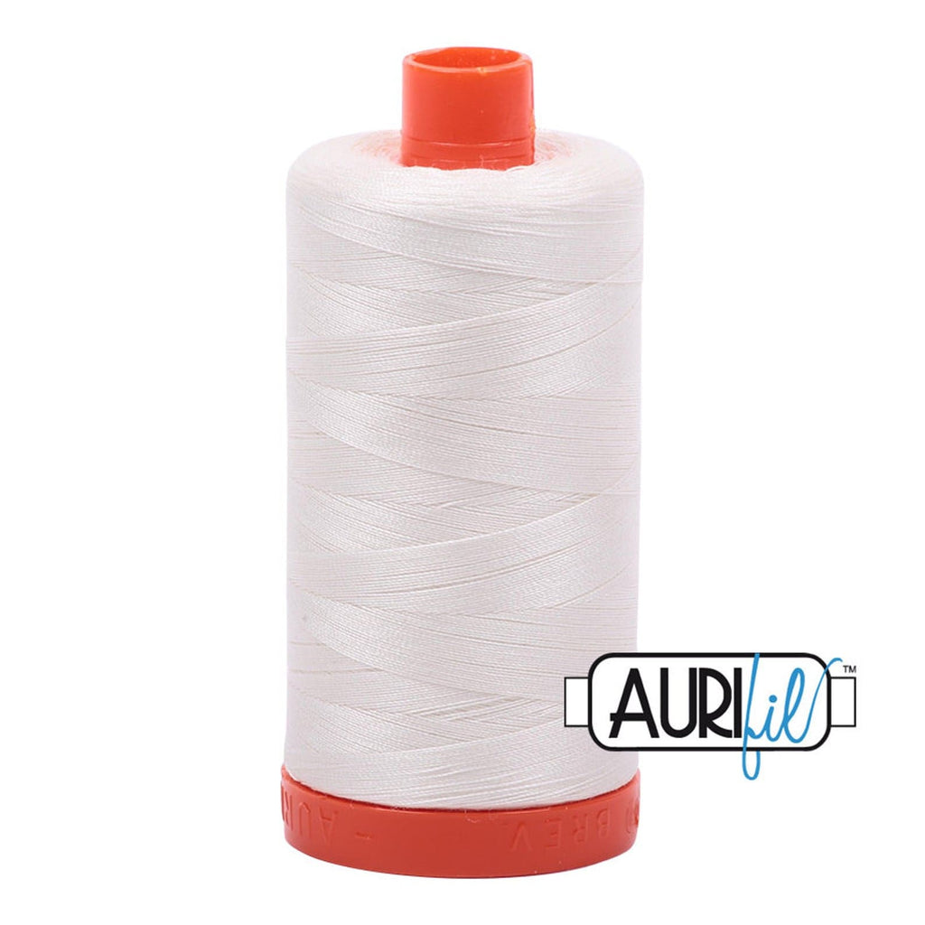 Aurifil 2026 Chalk light cream white MAKO 50wt cotton quilting thread 1300m spool for piecing, quilting, binding, sewing, machine quilting, quilt kits, baby quilts, throw quilts, and patchwork projects from Kristin Blandford Designs.