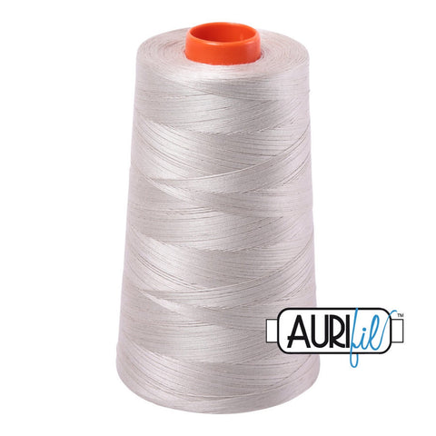 Aurifil 6725 Moondust MAKO 50wt cotton quilting thread 5900m cone for piecing, quilting, binding, sewing, machine quilting, longarm quilting, quilt kits, baby quilts, throw quilts, neutral fabrics, modern prints, soft backgrounds, and patchwork sewing projects from Kristin Blandford Designs.