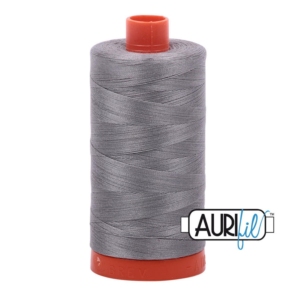 Aurifil 2625 Arctic Ice grey gray MAKO 50wt cotton quilting thread 1300m spool for piecing, quilting, binding, sewing, machine quilting, quilt kits, baby quilts, throw quilts, and patchwork projects from Kristin Blandford Designs.