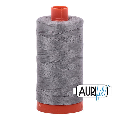 Aurifil 2625 Arctic Ice grey gray MAKO 50wt cotton quilting thread 1300m spool for piecing, quilting, binding, sewing, machine quilting, quilt kits, baby quilts, throw quilts, and patchwork projects from Kristin Blandford Designs.