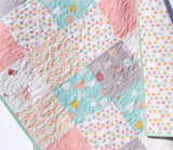 Baby Girl Quilt, Newborn Daughter Gift, Crib Bedding, New Baby Gift, Keepsake, Floral Baby Blanket, Nursery Crib Quilt Mint Gray Pink Dots