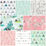 Panda Fabric Bundle Fat Quarter Half Yard and Yards Art Gallery Fabrics Pandalicious by Katarina Roccella Mint Pink White Cherry Blossom