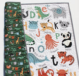 Alphabet Zoo Quilt Kit, ABCs Baby Newborn Boy or Girl Animals Letters Sewing Project Includes Panel Top Backing Binding Quick Easy Animals